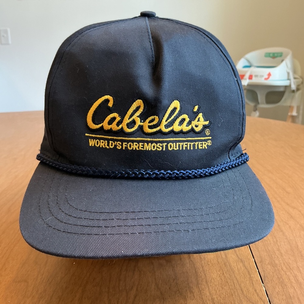 VTG 90s Cabelas Rope Hat Mens OSFA Navy Blue Embroidered Snapback Gorpcore